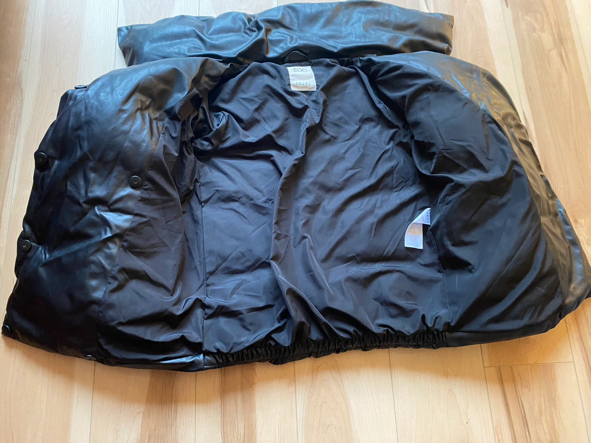 EDC Black Faux Leather Puffer Jacket - photo 3