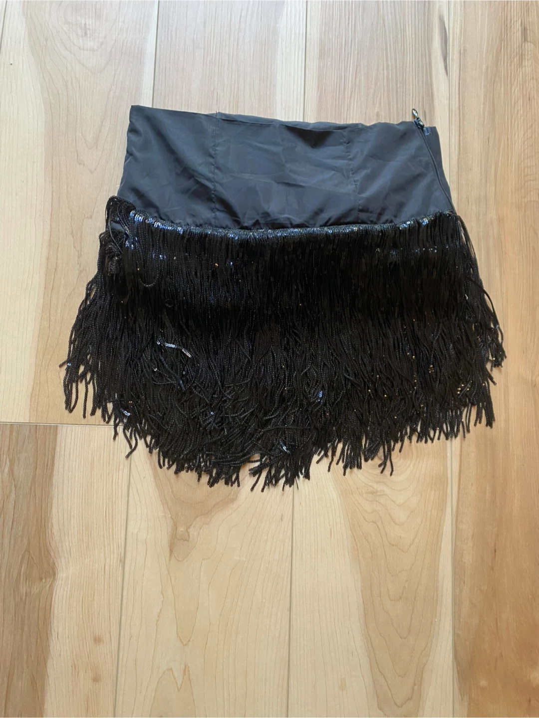 Zara Black Sequin Fringe Skirt