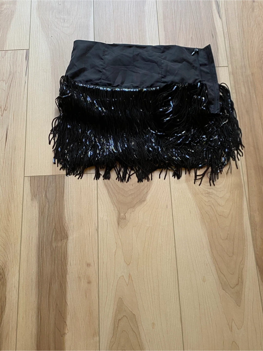 Zara Black Sequin Fringe Skirt - photo 2