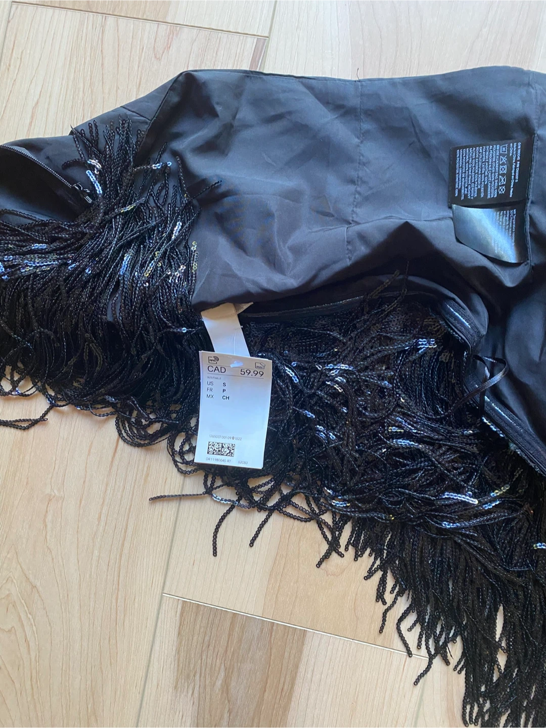Zara Black Sequin Fringe Skirt - photo 3