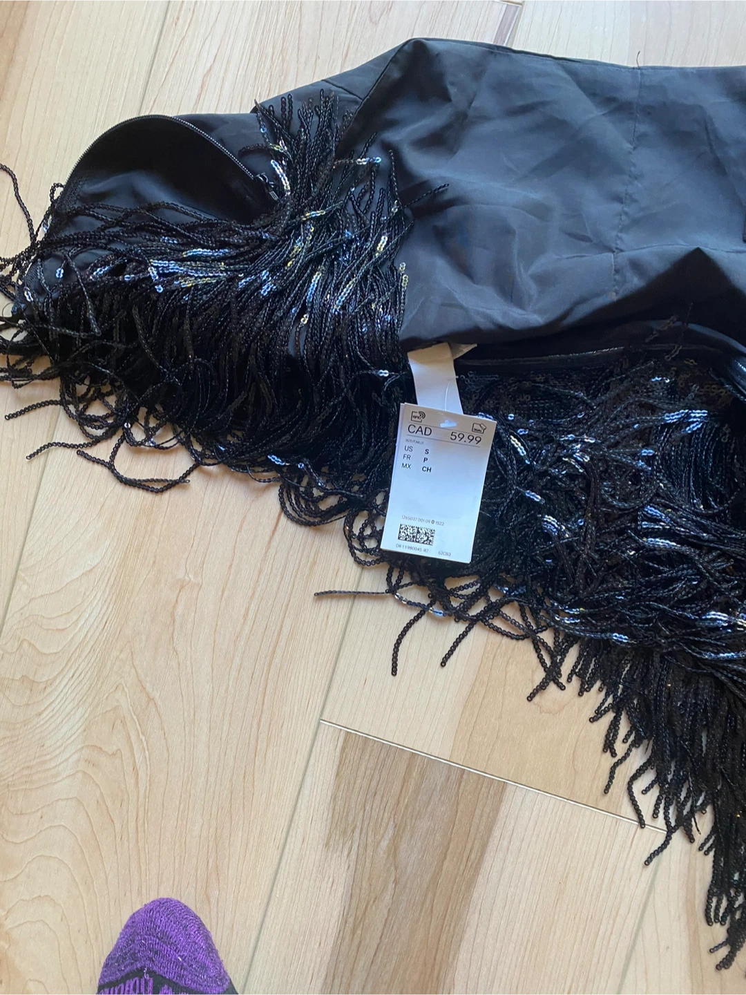 Zara Black Sequin Fringe Skirt - photo 4