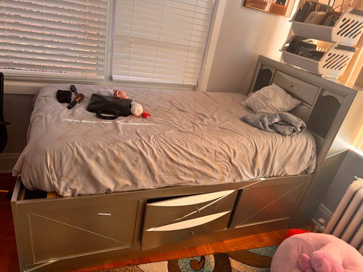 Twin Size Silver Storage Bed Frame with Headboard - photo 3
