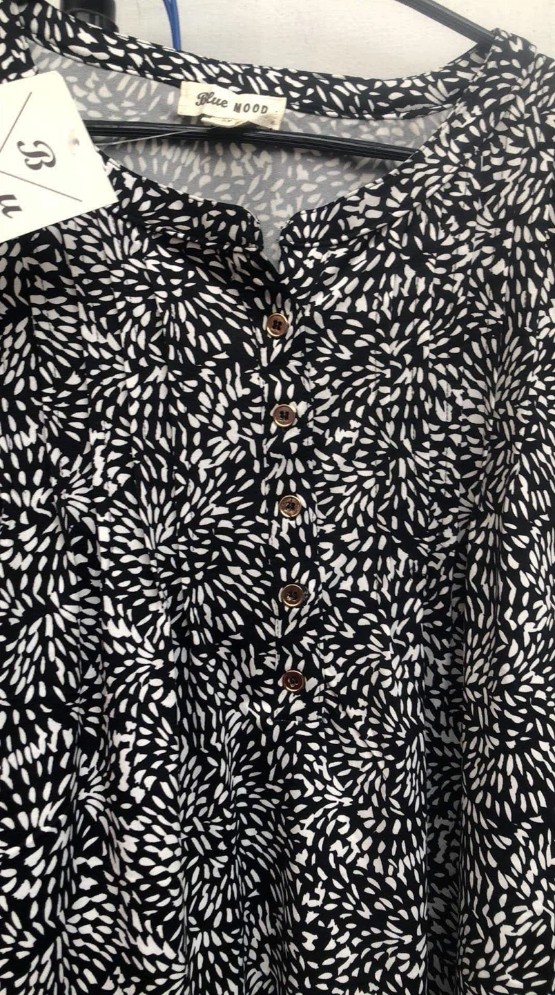 New without tags —Blue Mood Black and White Patterned Top - photo 2