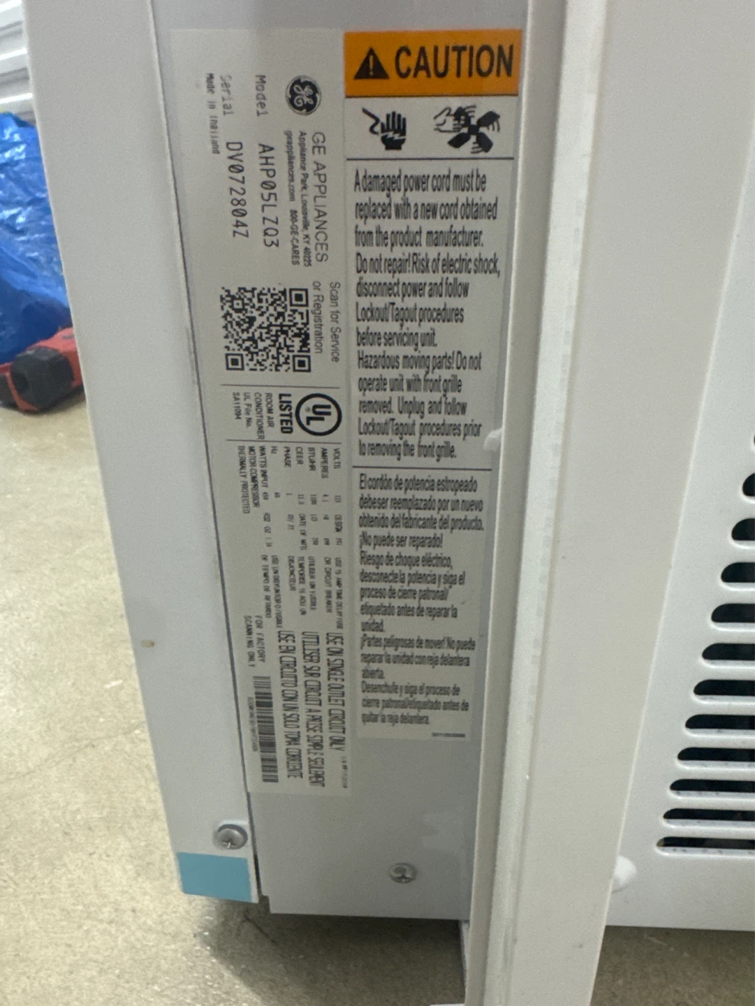 GE Window Air Conditioner AHP05LZ03 - photo 2