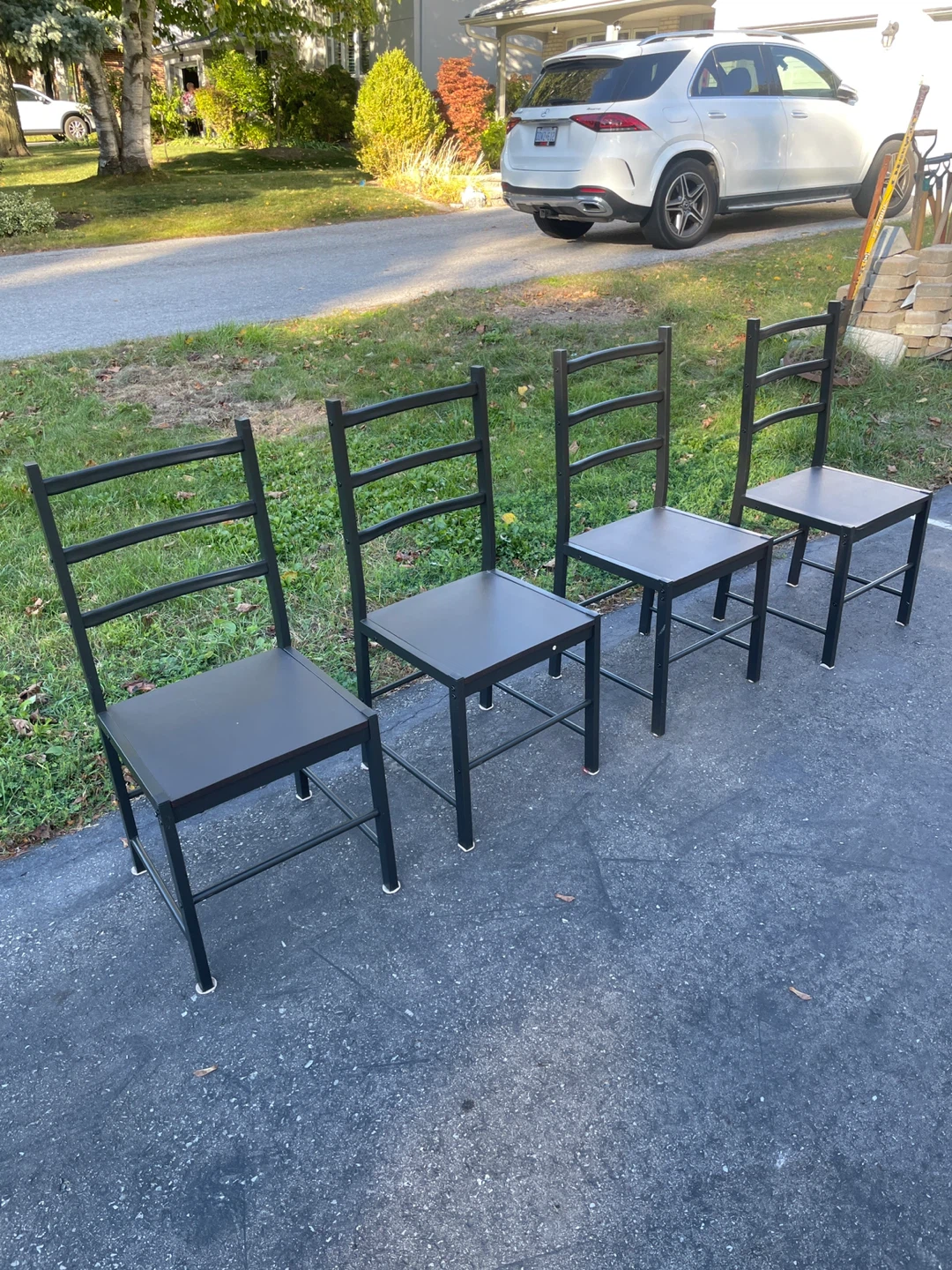 Set of 4 Black Metal Dining Chairs