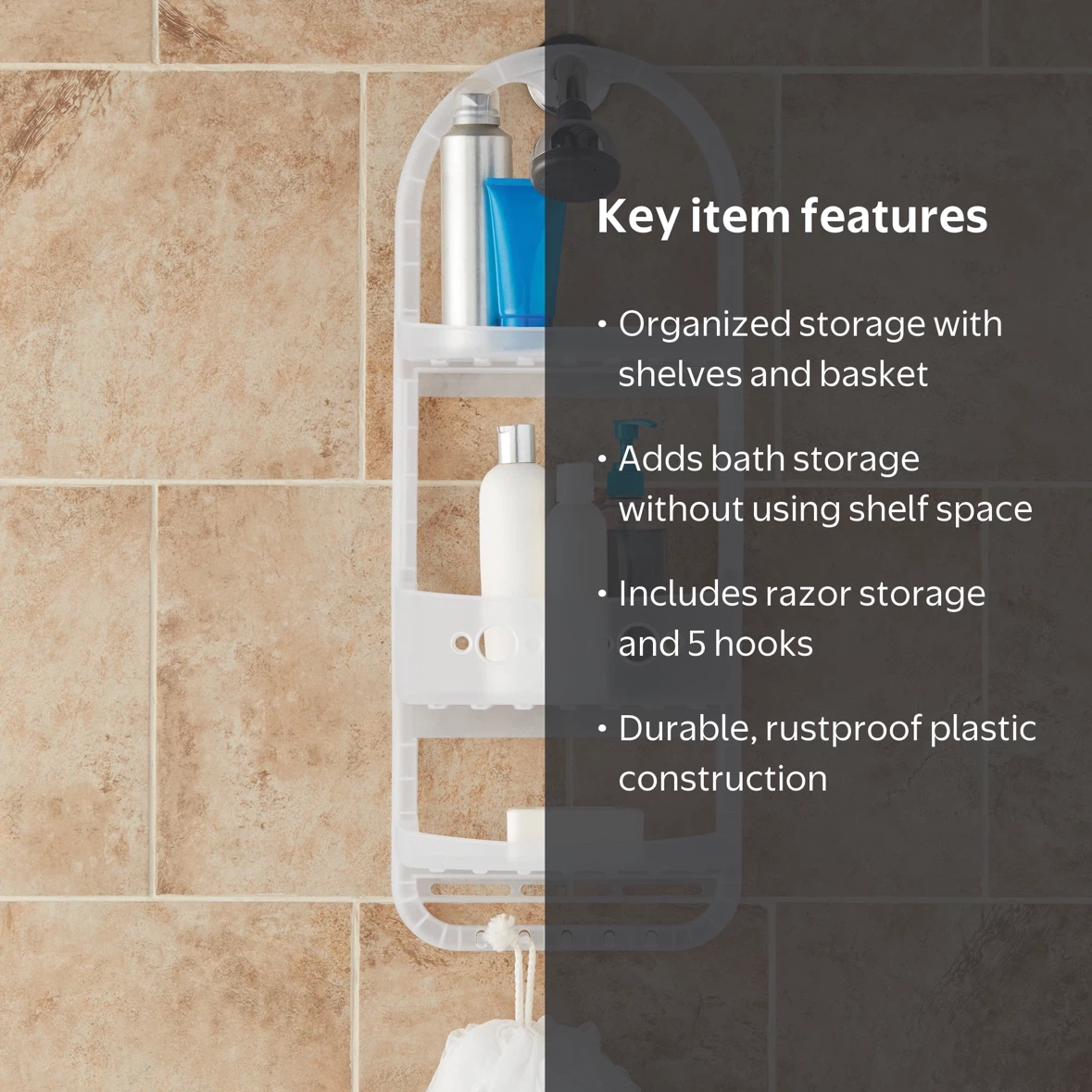 Moving sale—-White plastic 3-tier shower caddy - photo 2