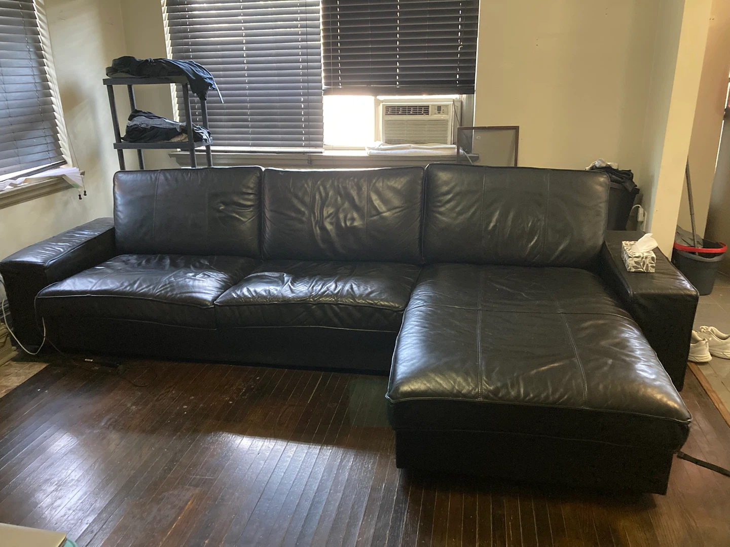 IKEA • KIVIK • Leather Sofa with chaise