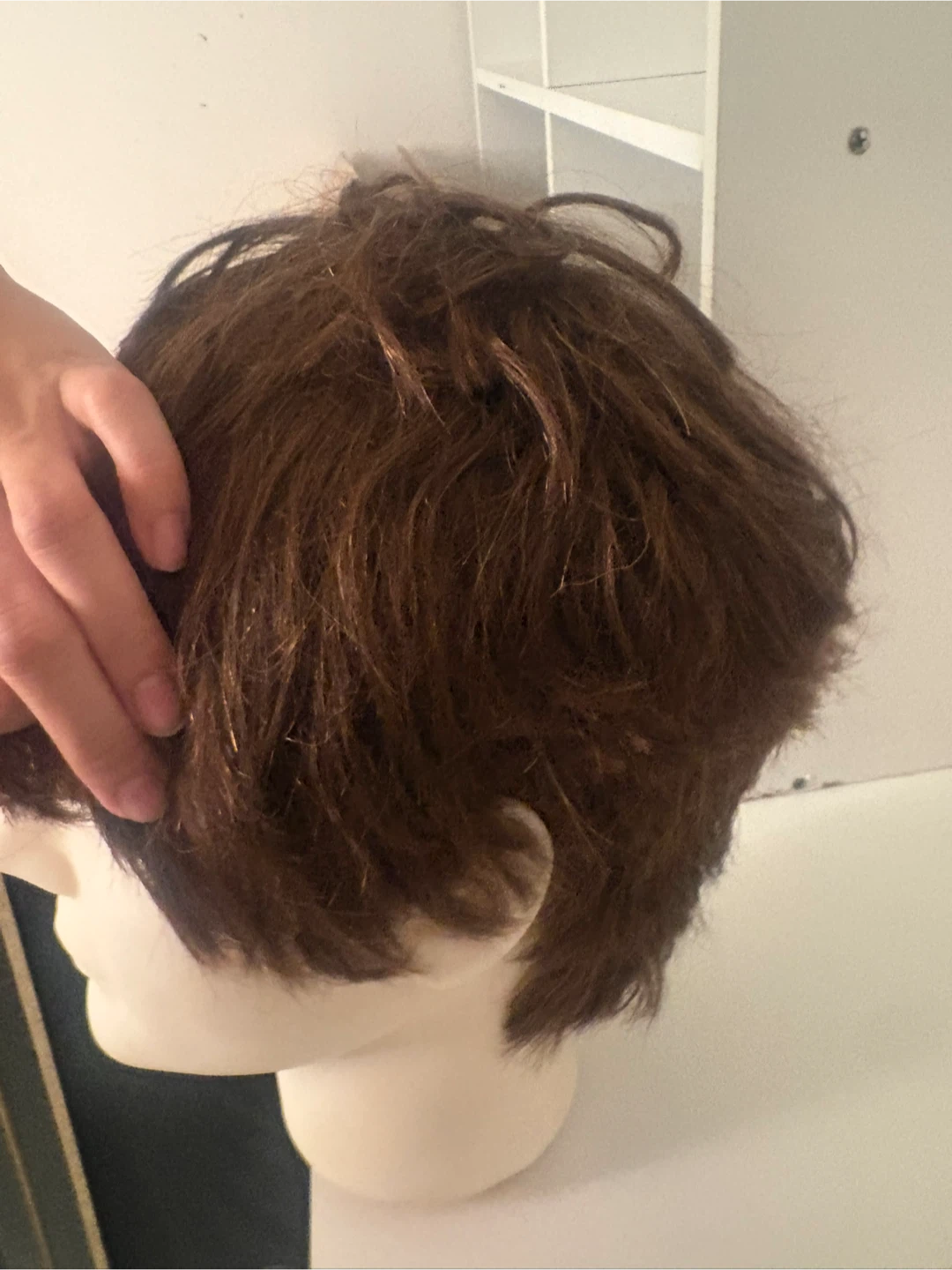 Short Brown Wig on Mannequin Head - photo 4