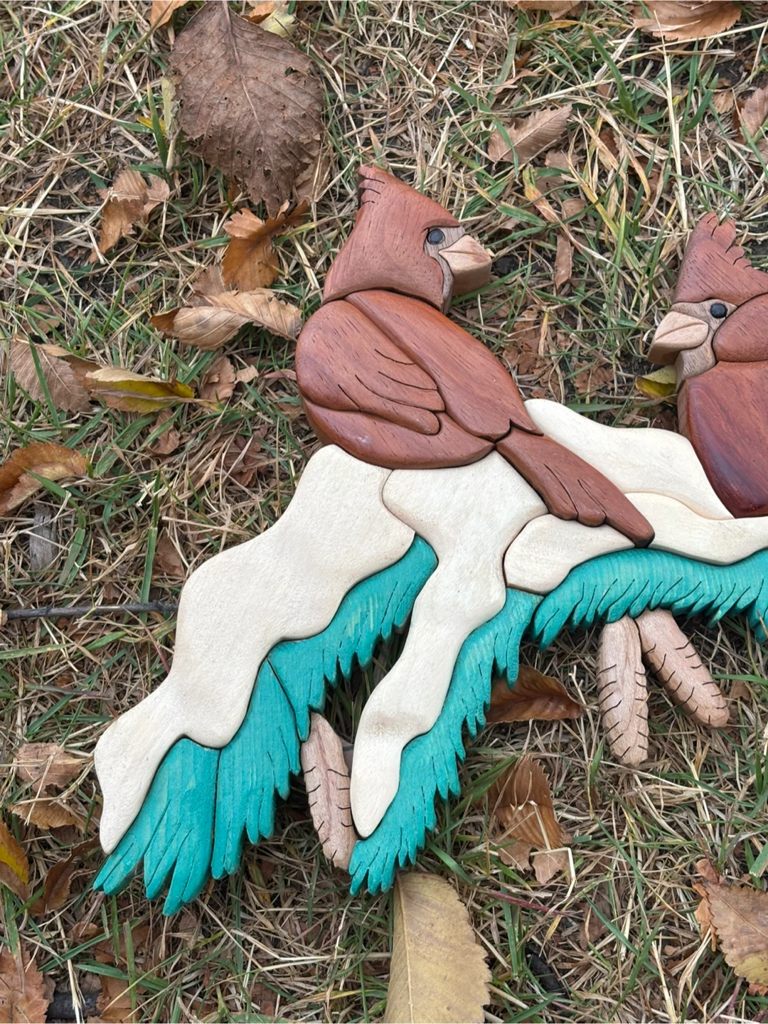 Wood Intarsia Art Cardinals on a Tree Kathy Wise - photo 3