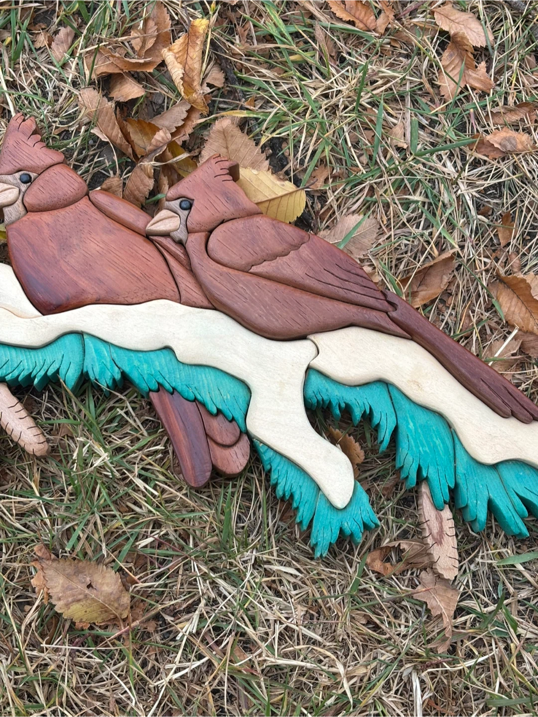 Wood Intarsia Art Cardinals on a Tree Kathy Wise - photo 4