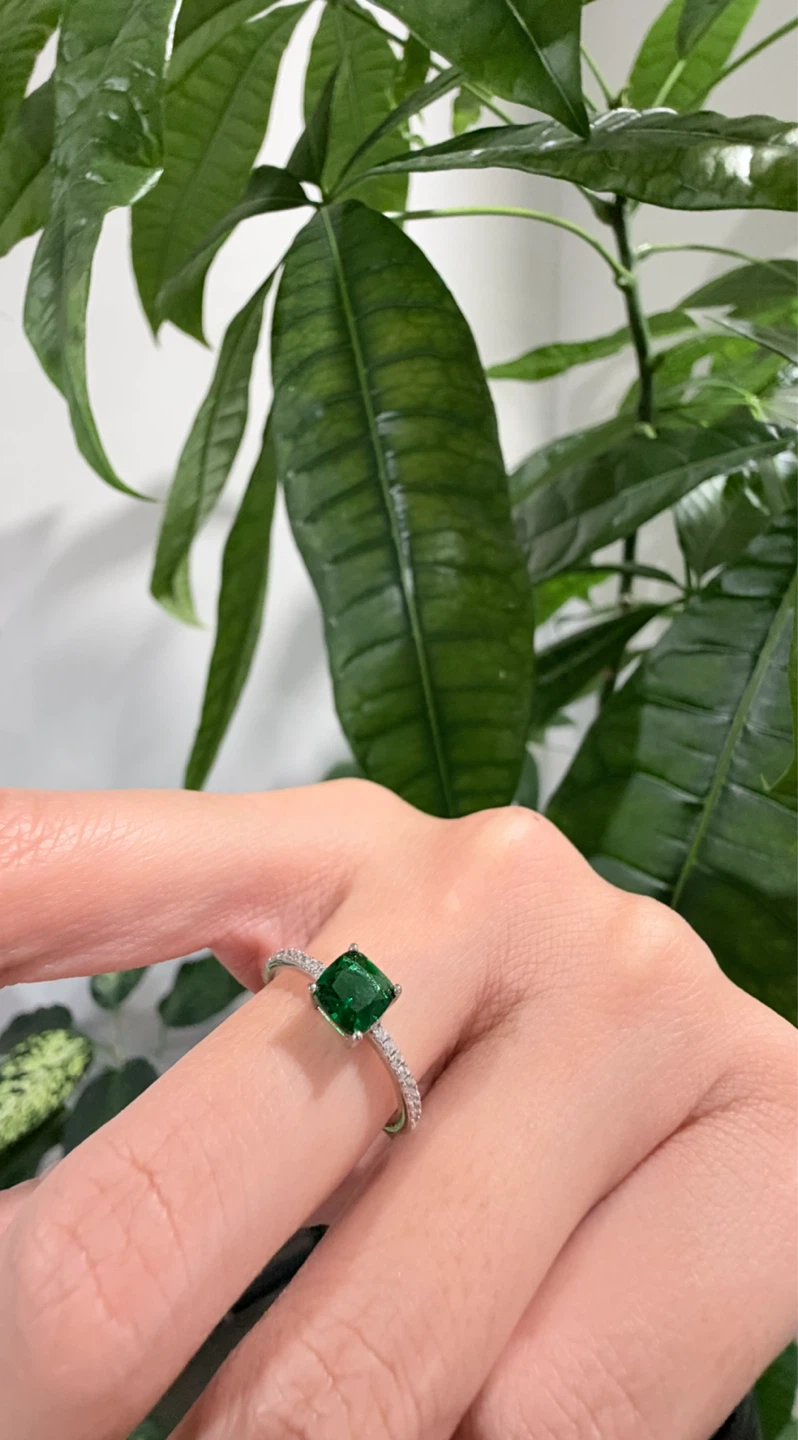 925 Sterling Silver Green Zirconia Ring - photo 3