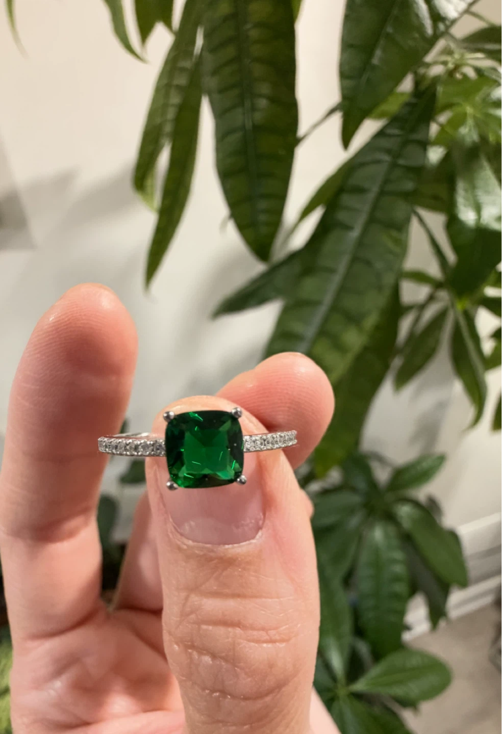 925 Sterling Silver Green Zirconia Ring - photo 5