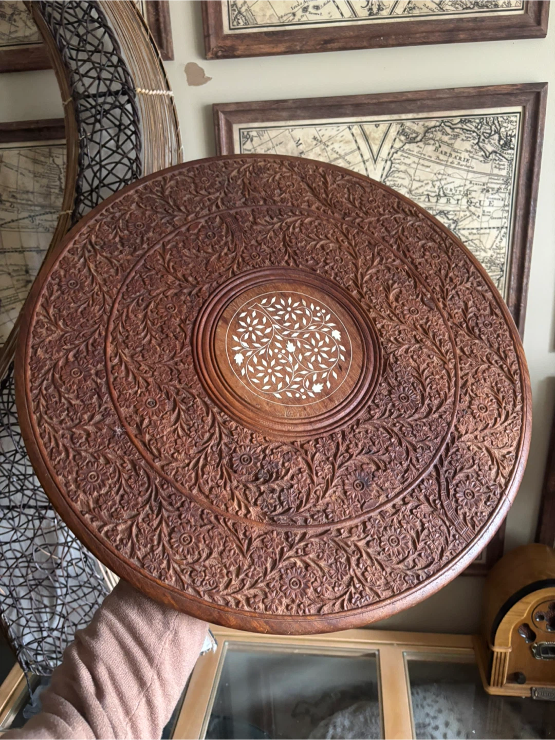 vintage Anglo-Indian folding table top