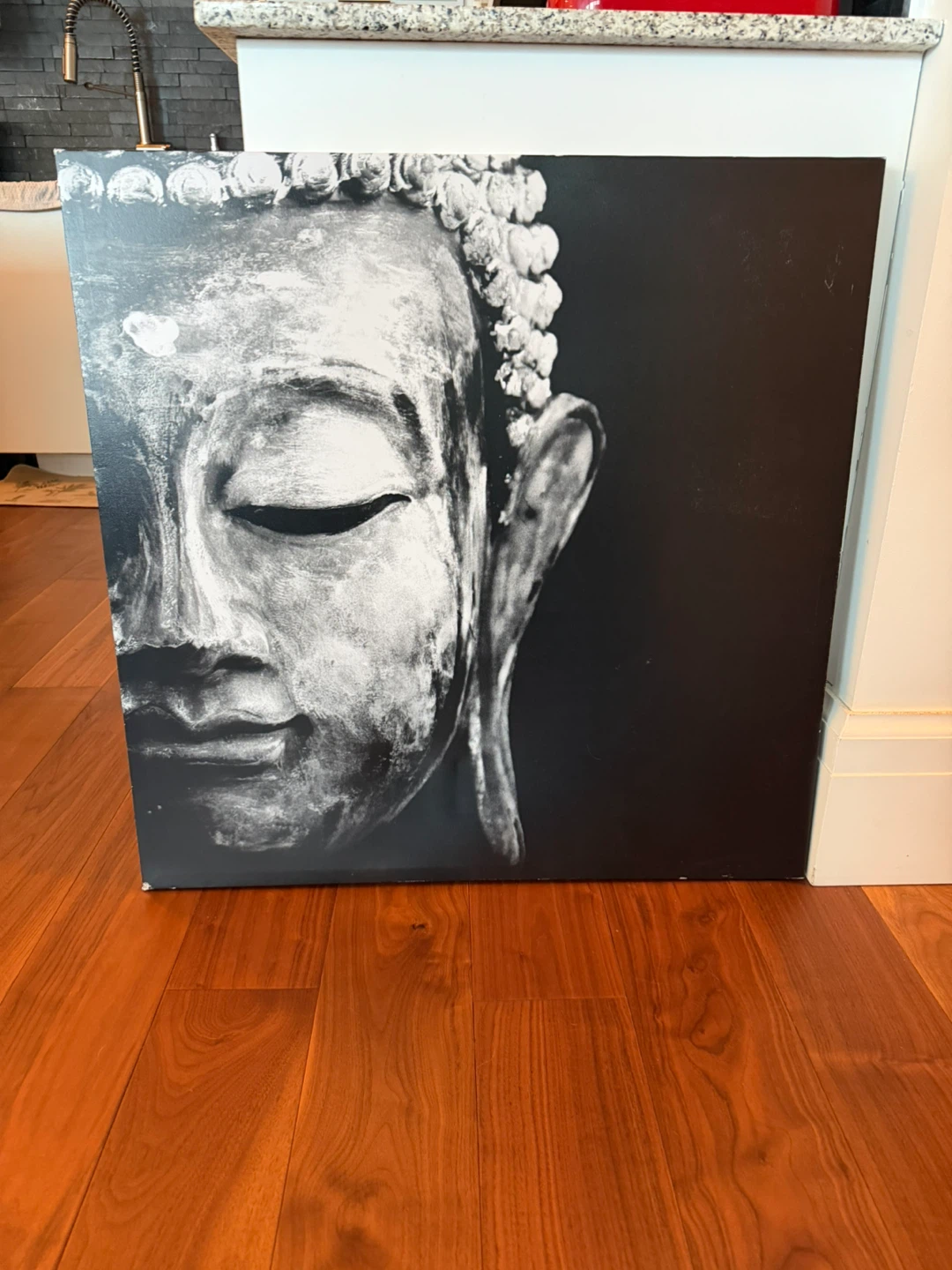 Black and white Buddha canvas wall art