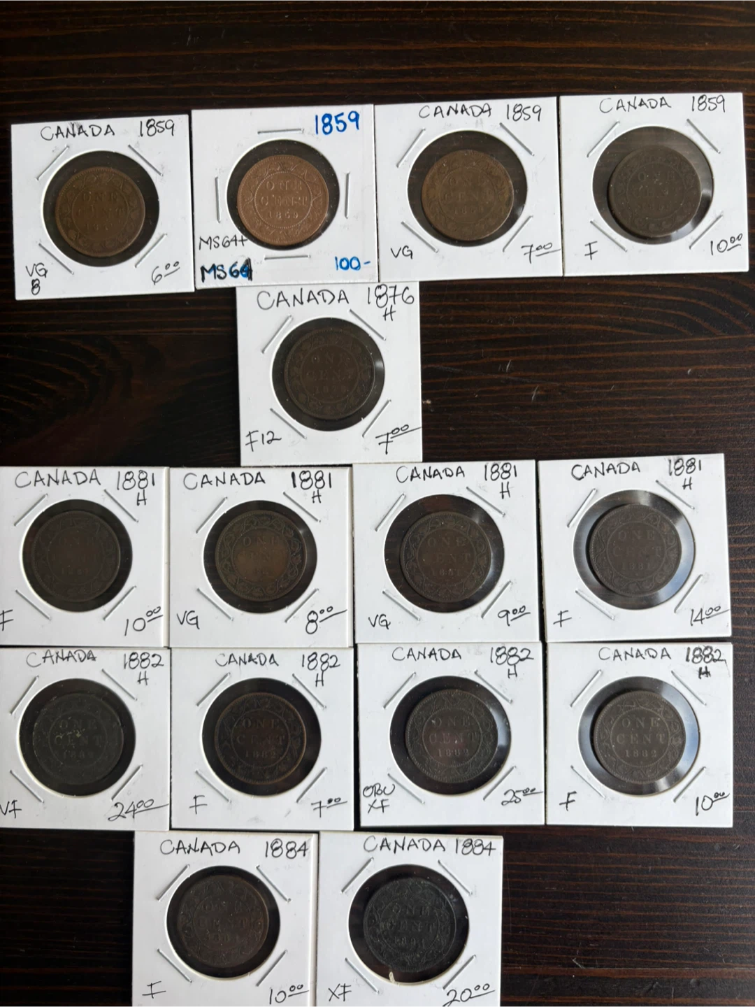 Collection of Canadian Large Cent Coins
