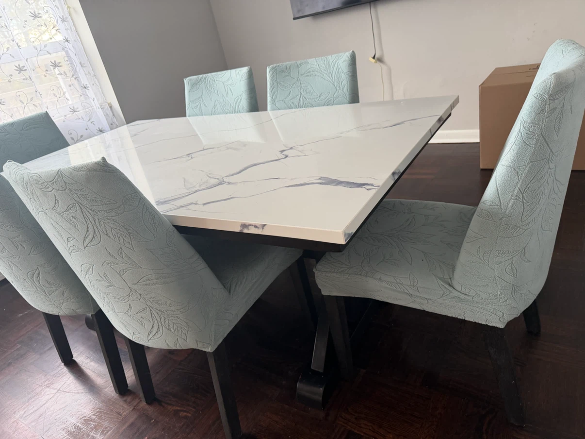 Marble table with 6 chairs