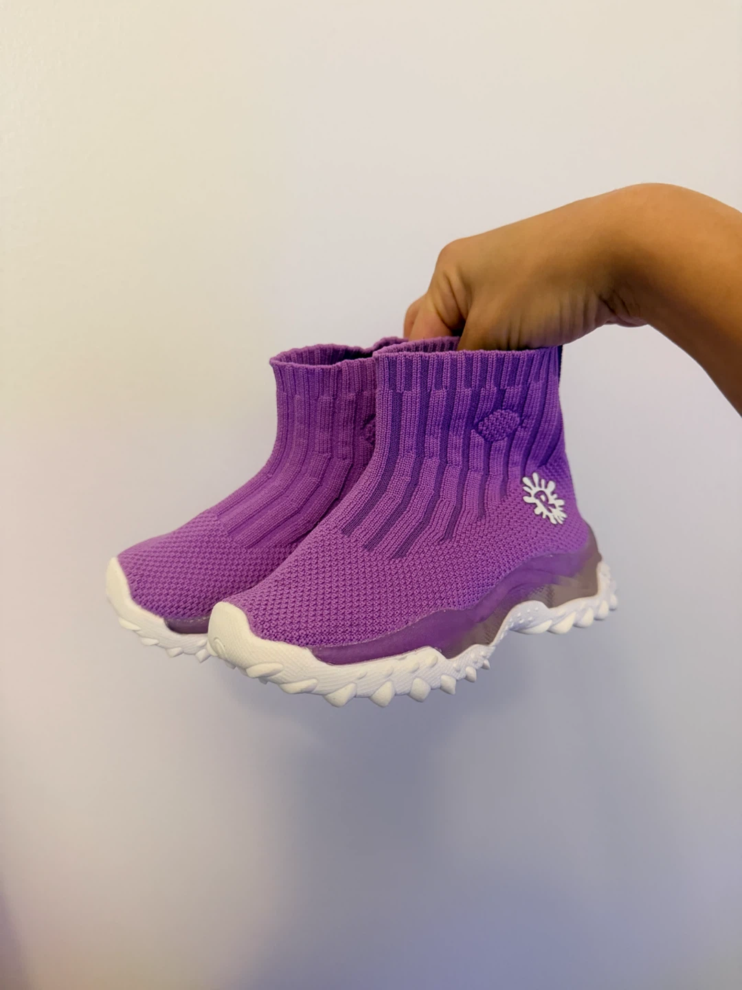 Purple Knit High-Top Sneakers