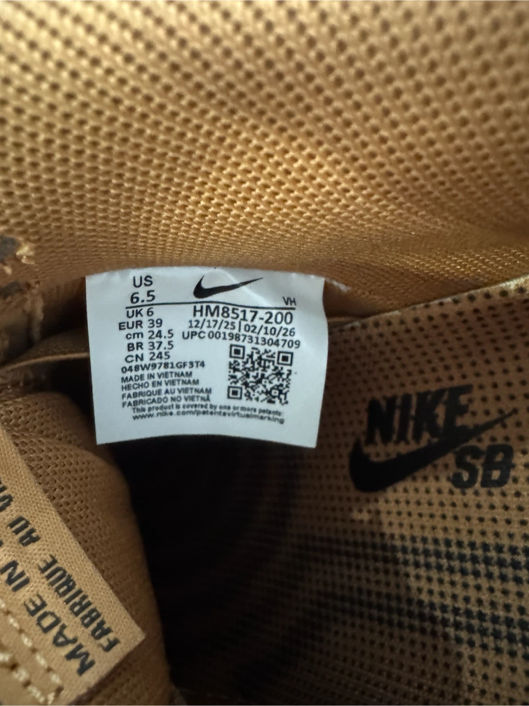 Nike SB Air Force 1 Wheat Sneakers(m6.5/w8) - photo 5