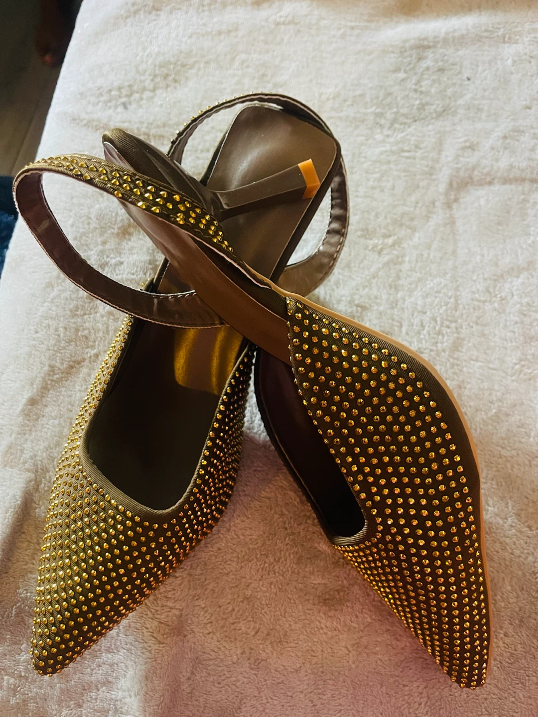 Gold Studded Slingback Heels