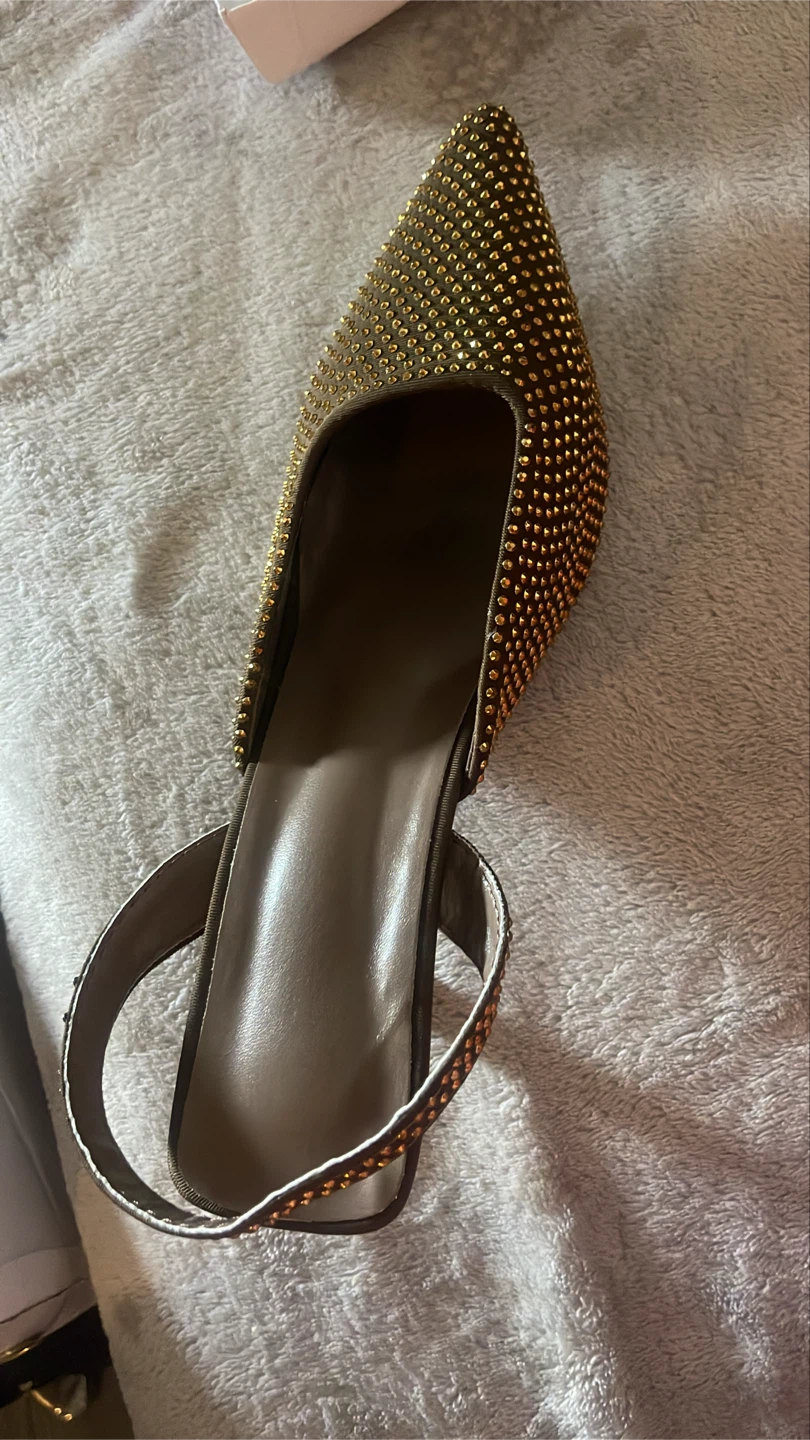 Gold Studded Slingback Heels - photo 2