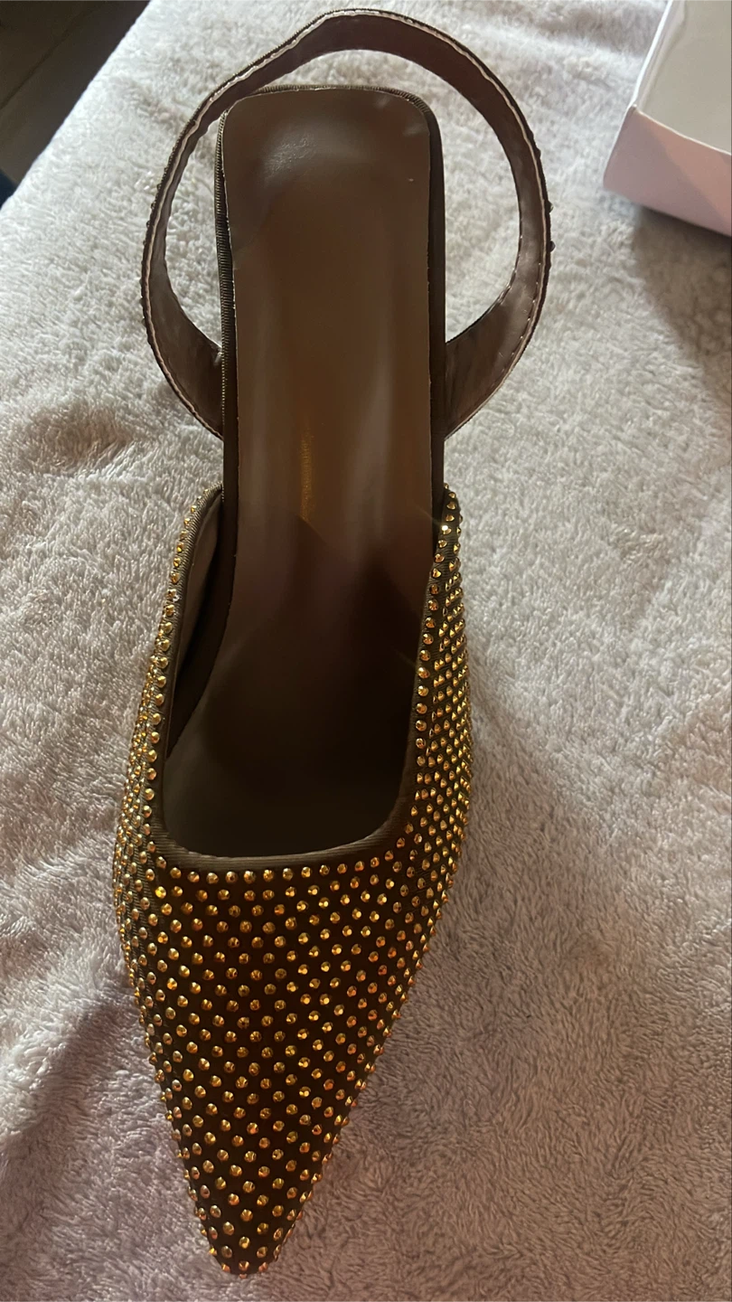 Gold Studded Slingback Heels - photo 3