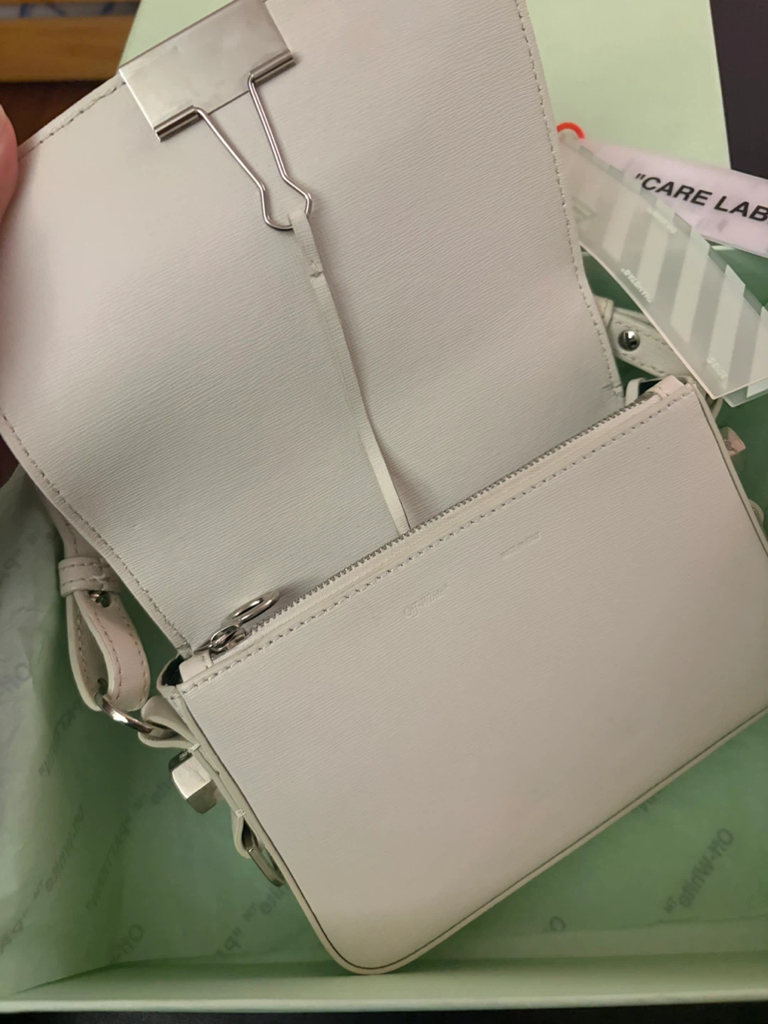 Off-White Diagonal Binder Clip Crossbody Bag - photo 2
