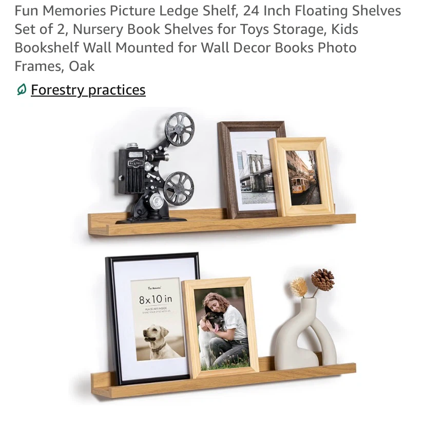 New 24” Picture Ledge Floating Shelves Set of 2