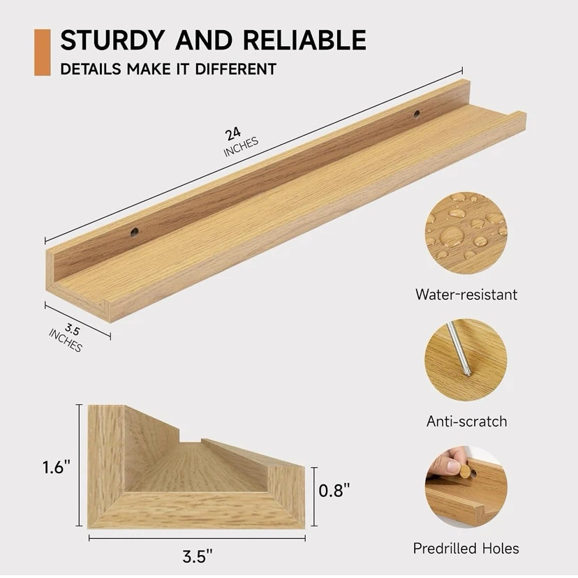 New 24” Picture Ledge Floating Shelves Set of 2 - photo 2