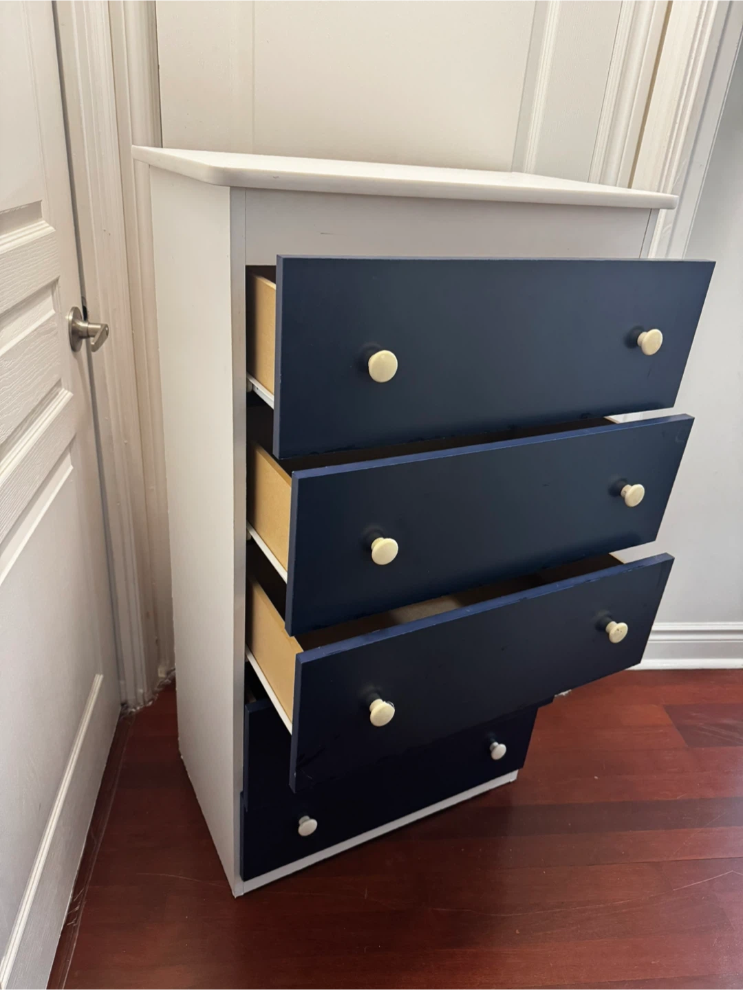 5-Drawer White and Navy Chest of Drawers - photo 2