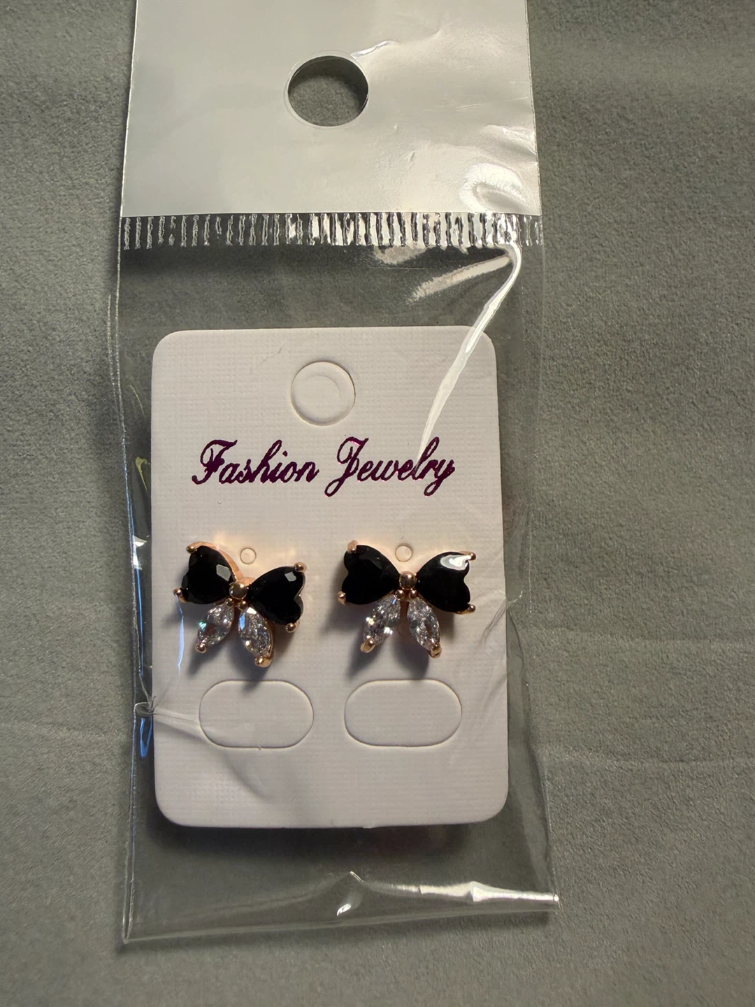 Black and Clear Butterfly Stud Earrings