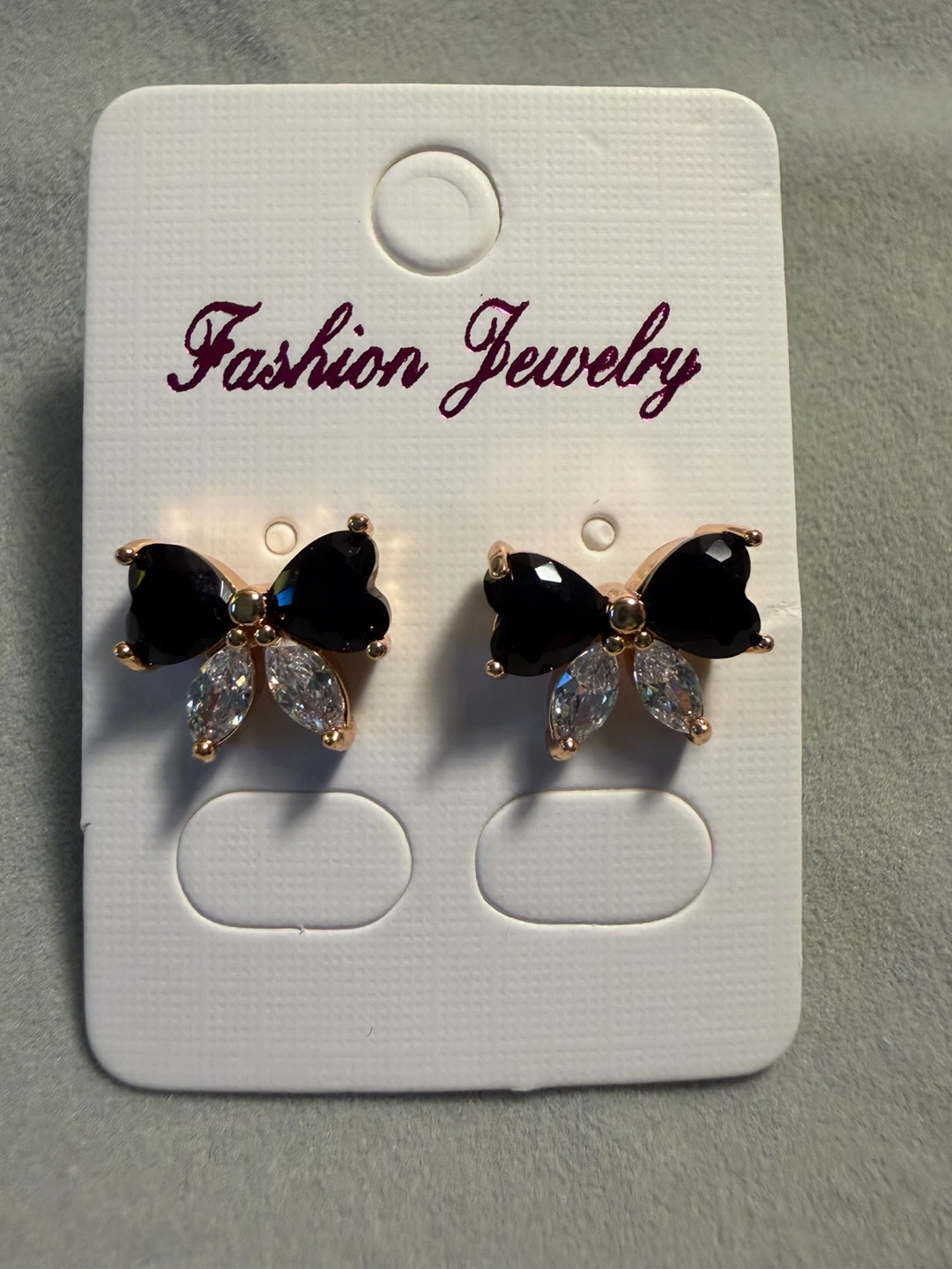 Black and Clear Butterfly Stud Earrings - photo 2