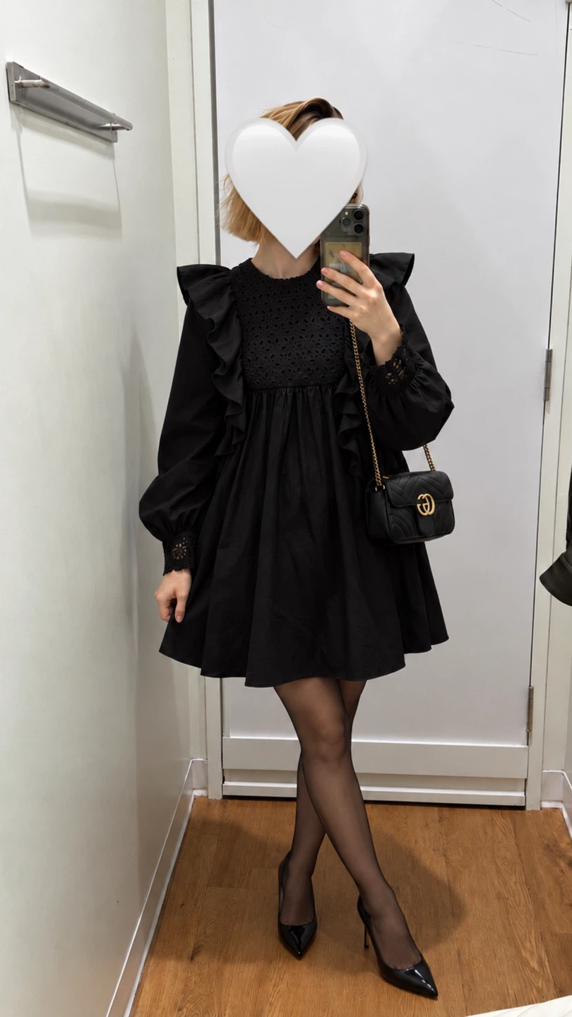 Black Ruffle Mini Dress