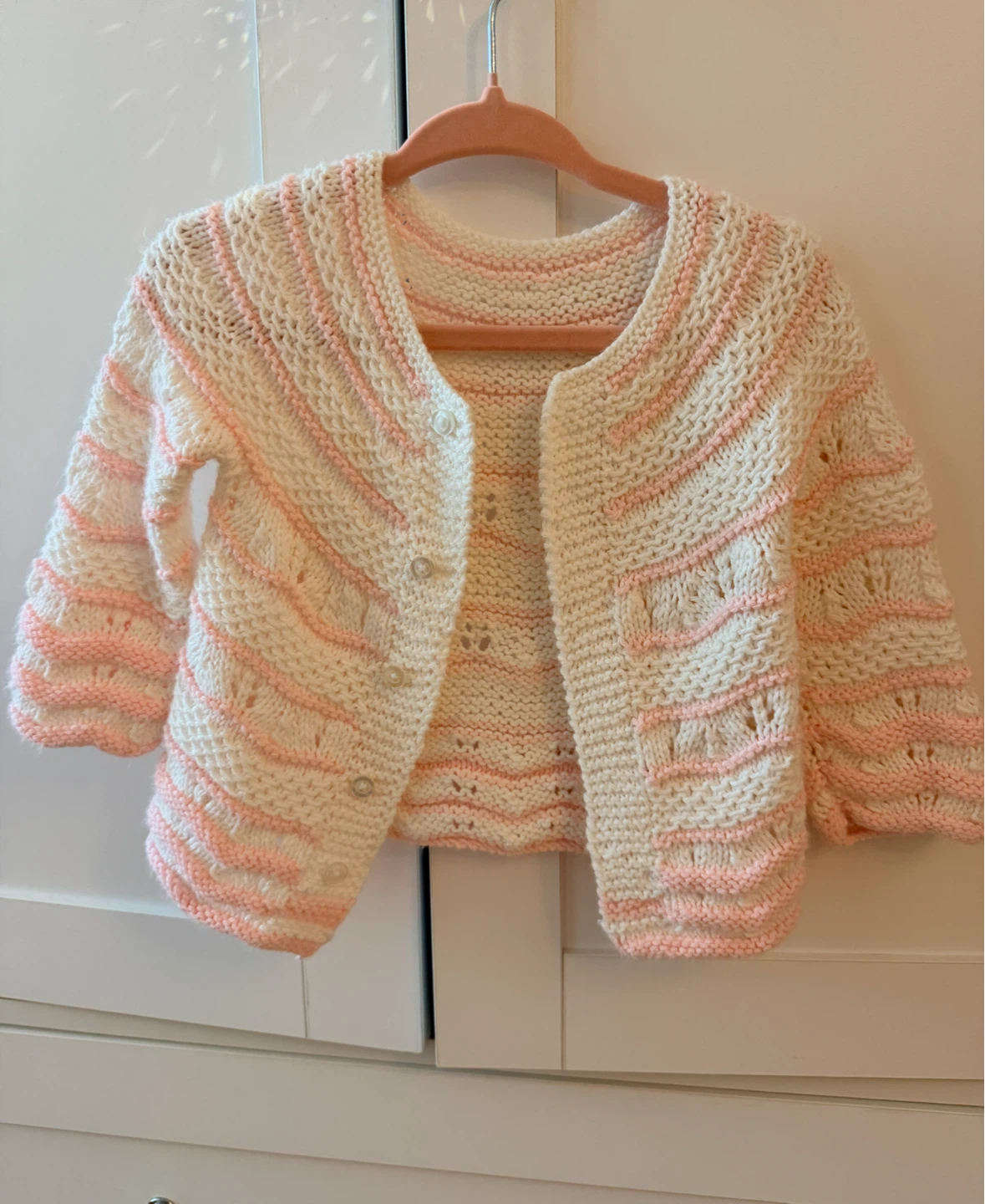 Baby Knit Cardigan Pink and White