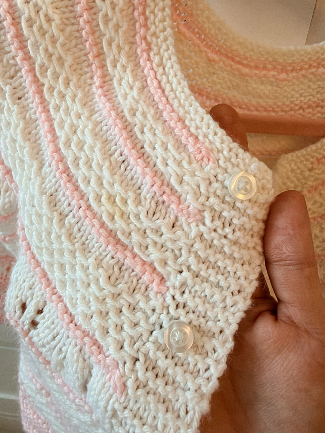 Baby Knit Cardigan Pink and White - photo 2