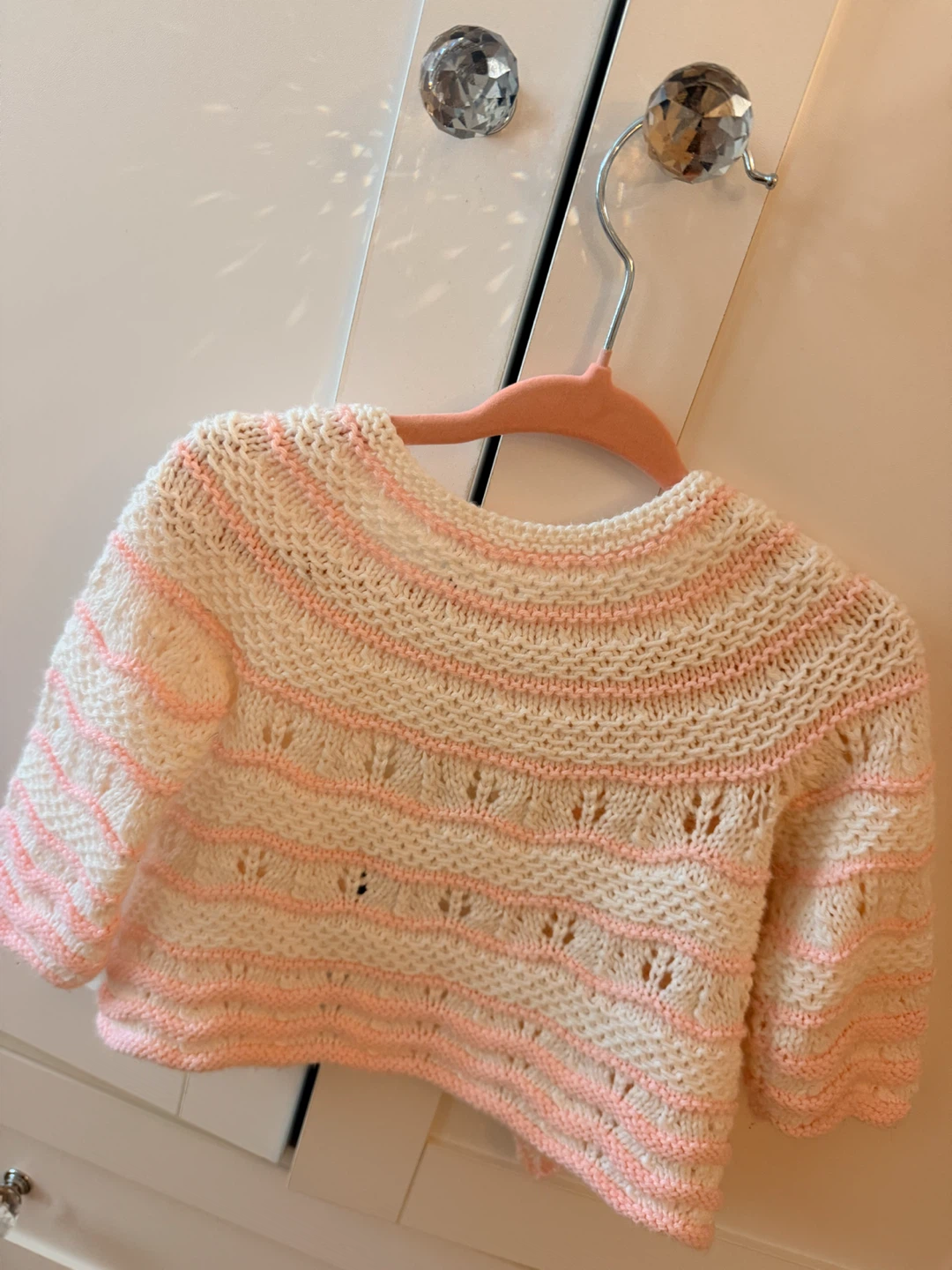 Baby Knit Cardigan Pink and White - photo 4