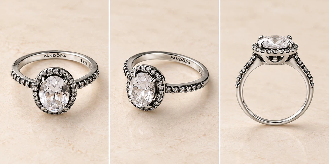 Pandora Sterling Silver Oval Halo Ring - photo 2