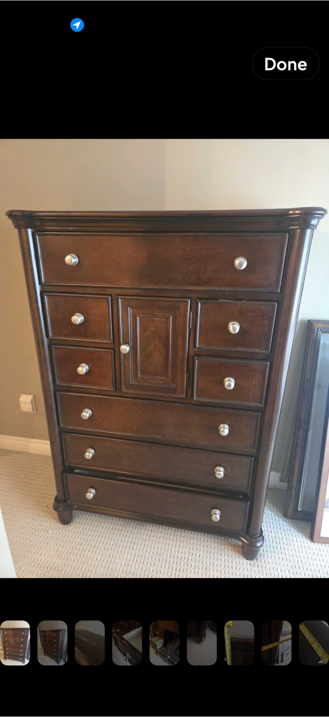 Dark Wood Tall Chest of Drawers