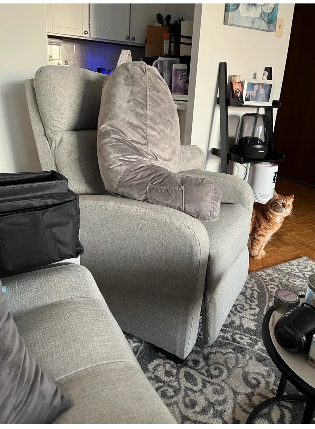 HOMCOM Light Grey Linen Fabric Push Back Recliner Chair - photo 5