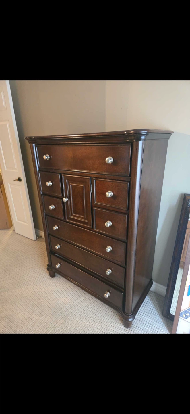 Dark Wood Tall Chest of Drawers - photo 2