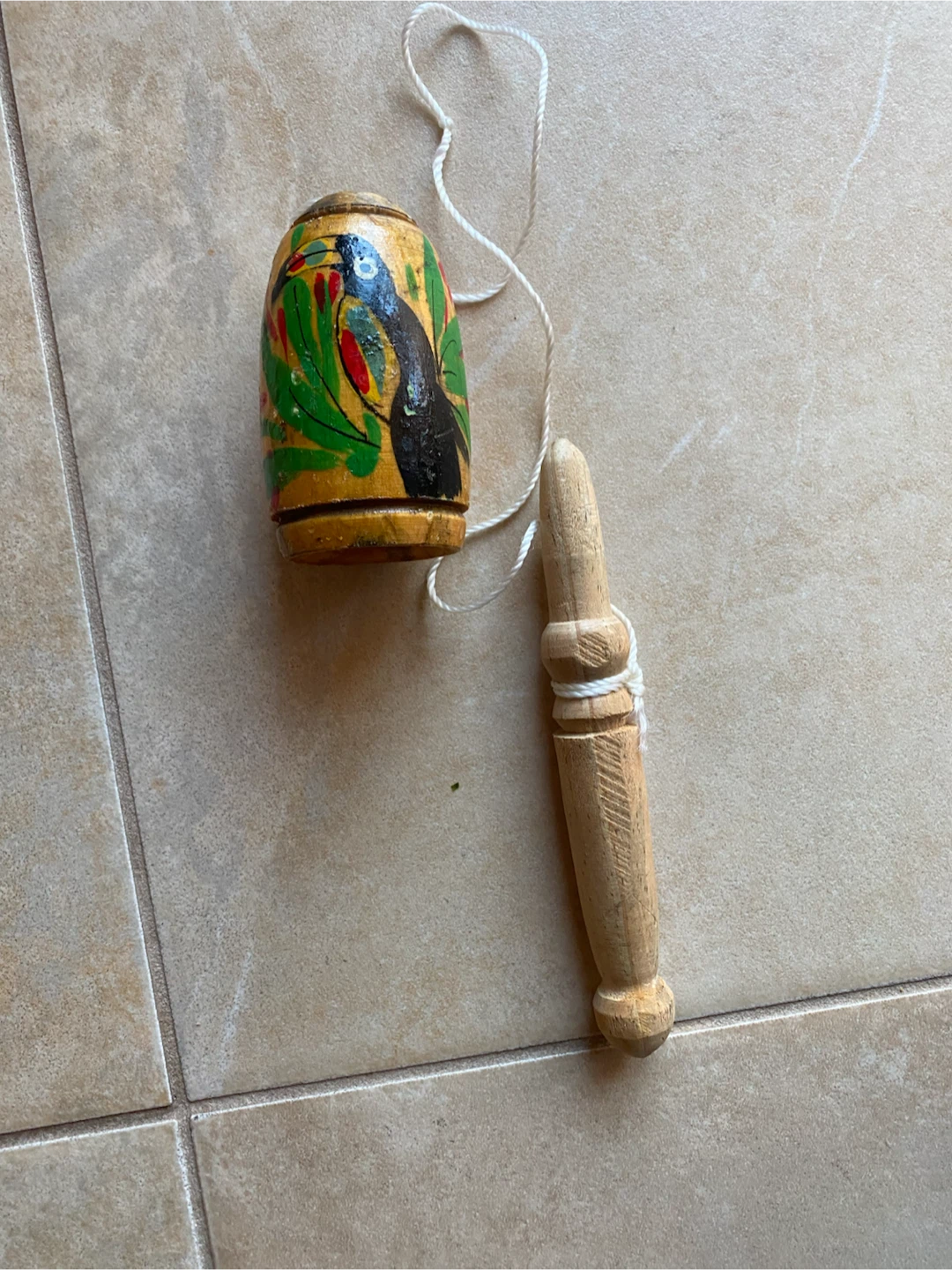 Hand-painted Wooden Bilboquet Toy - photo 2