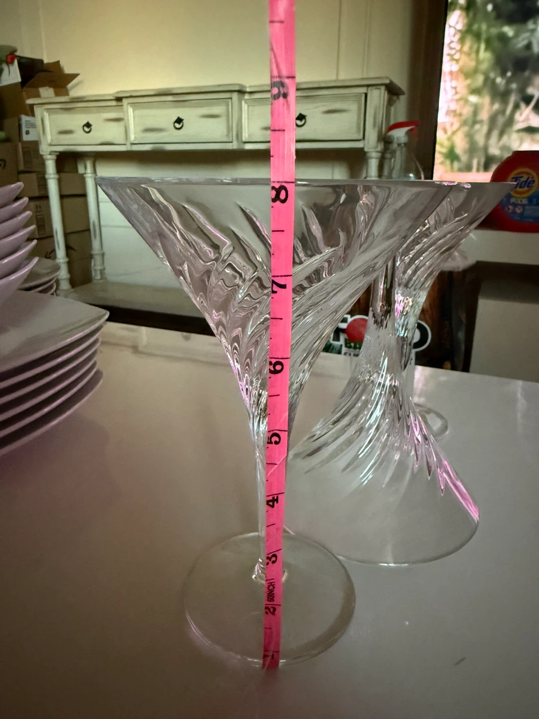 Set of 3 Crystal Swirl Martini Glasses - photo 2