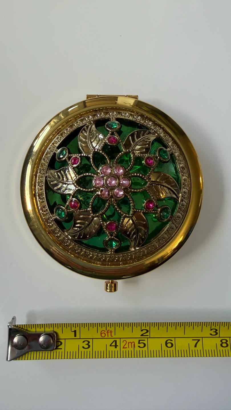 Gold-tone floral compact mirror - photo 4