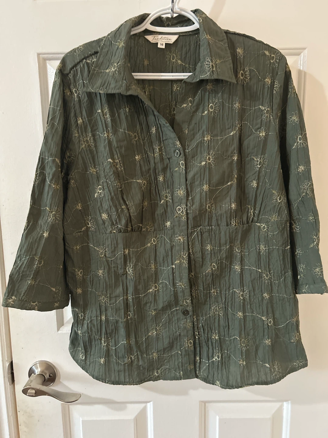 Tradition Olive Green Floral Button-Up Shirt