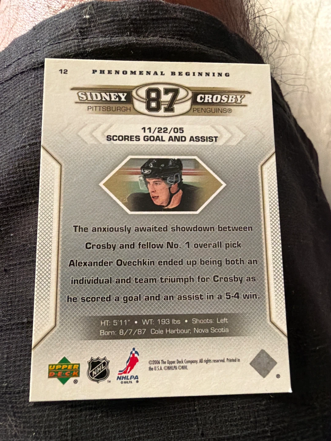 Sidney Crosby Upper Deck Phenomenal Beginning Trading Card - photo 2