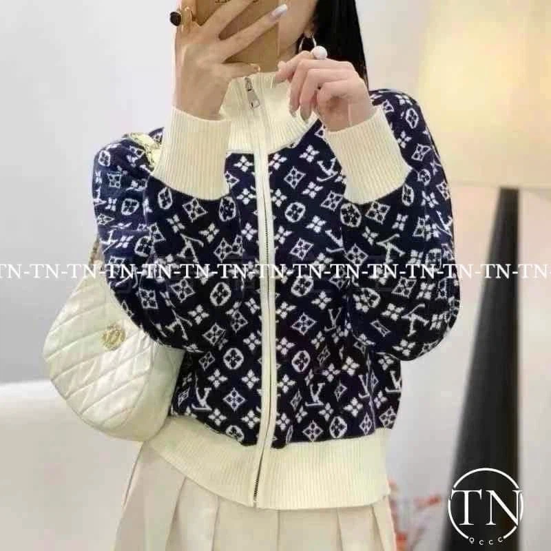 Louis Vuitton Monogram Zip-Up Knit Cardigan