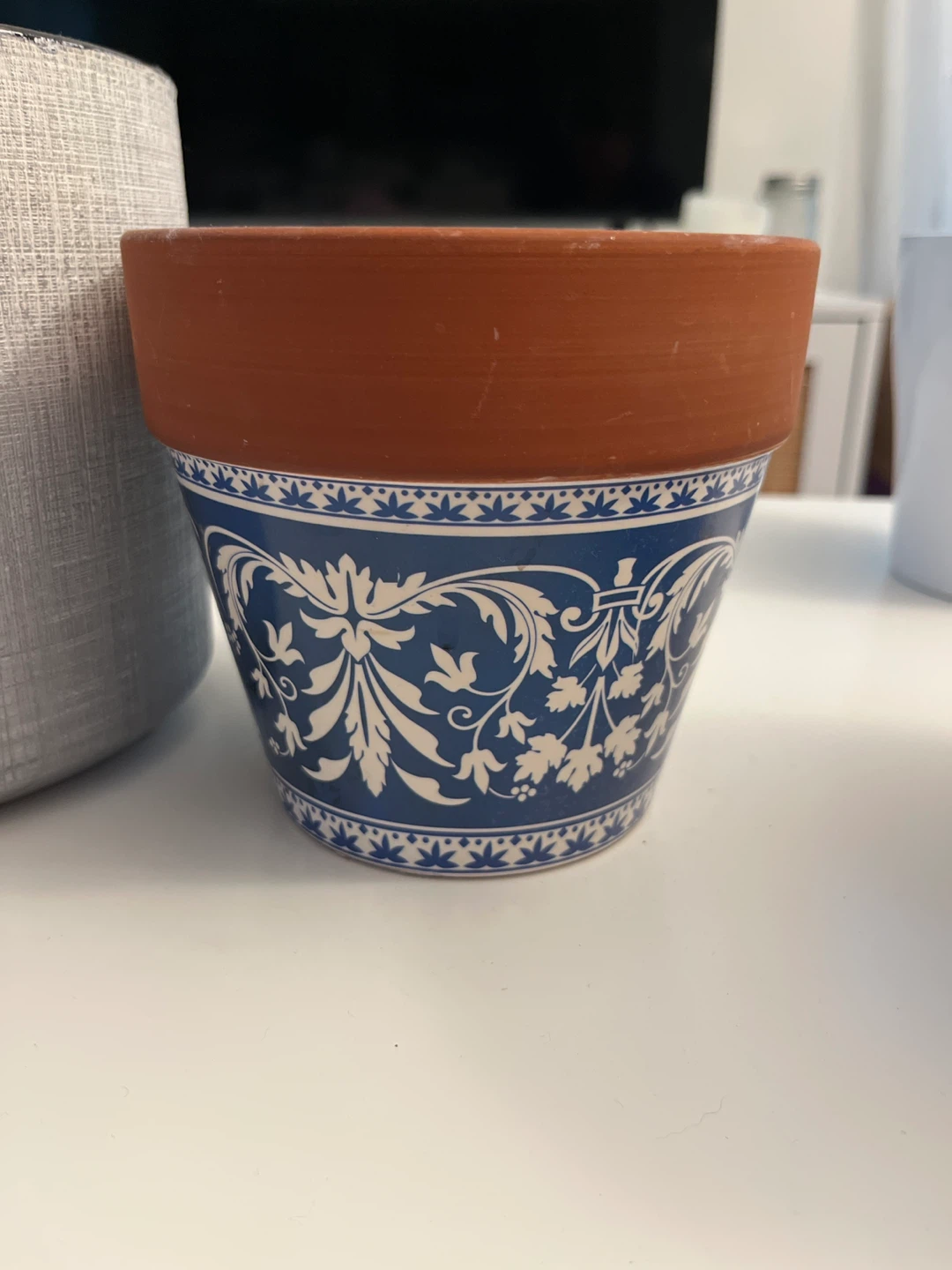 Blue and White Decorative Plant Pot