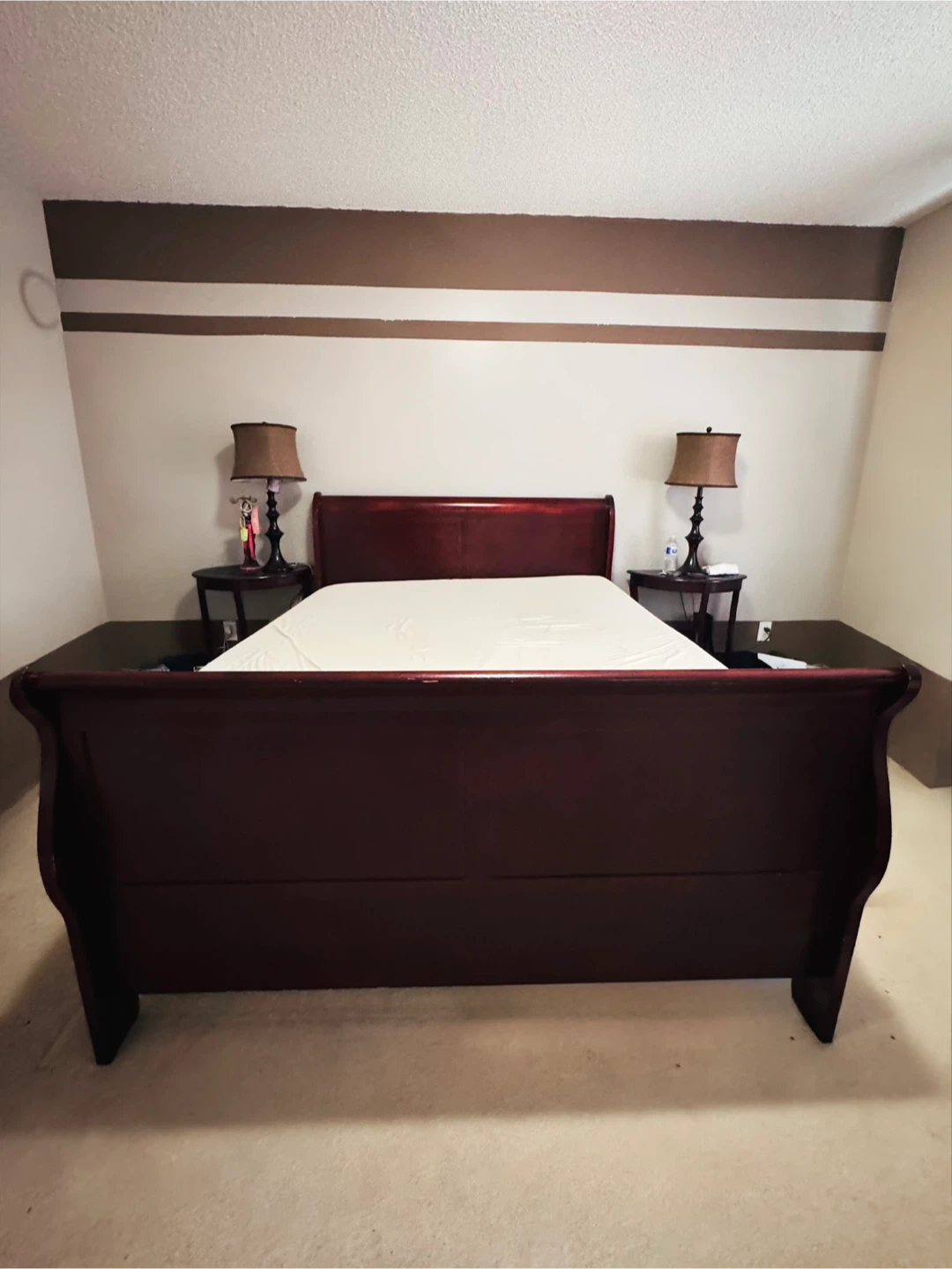 Dark Wood Sleigh Bed Frame