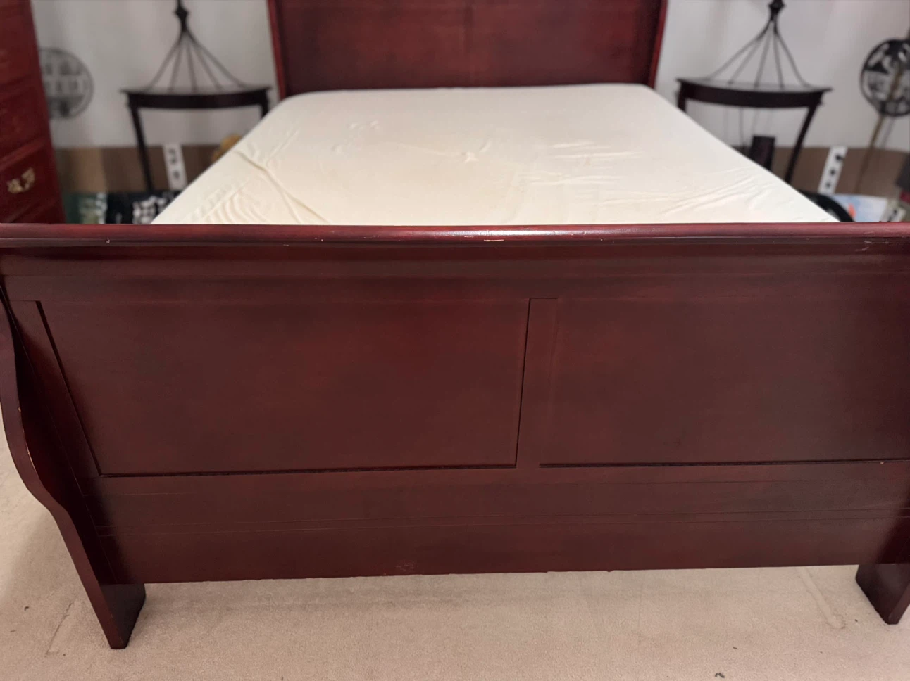 Dark Wood Sleigh Bed Frame - photo 2