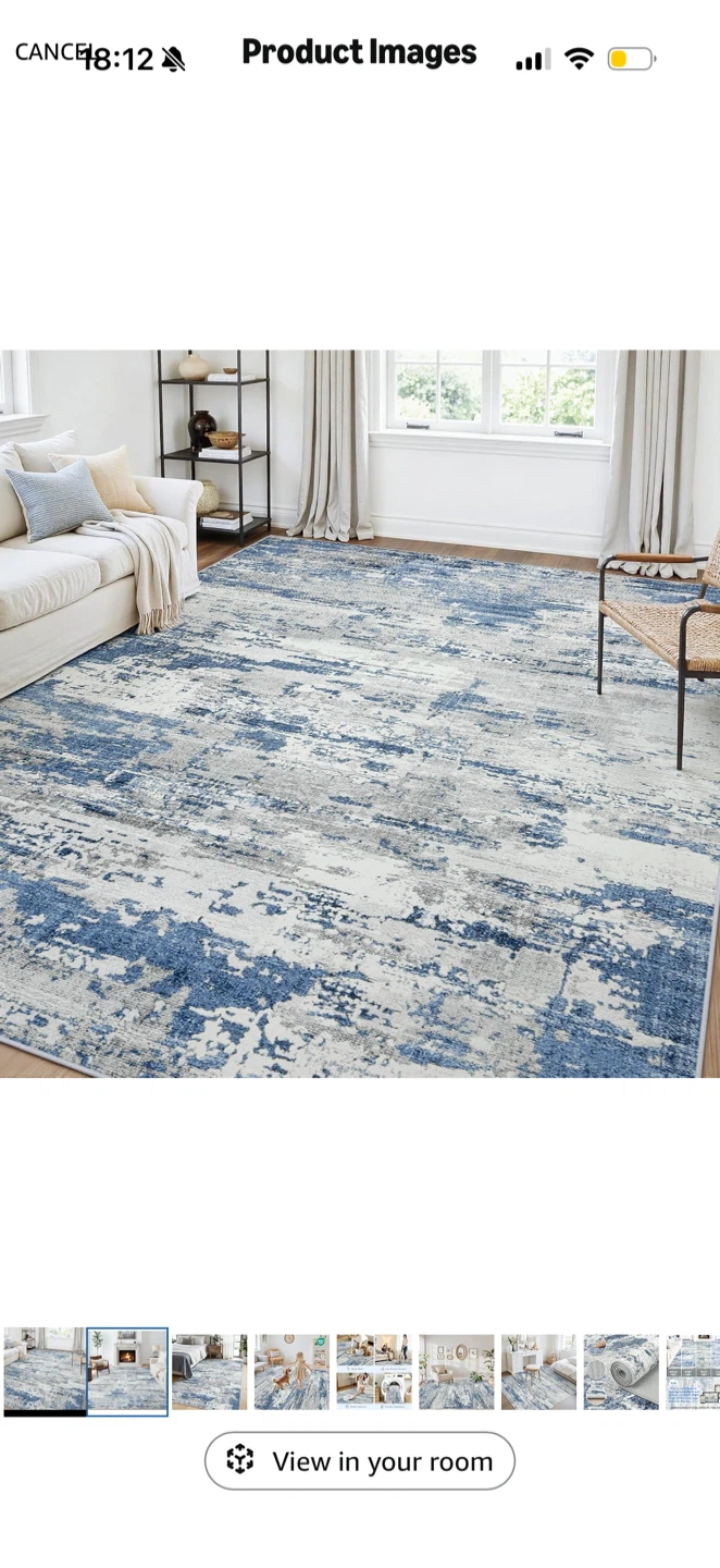 5x7 abstract rectangular area rug, grey / blue / white - photo 2