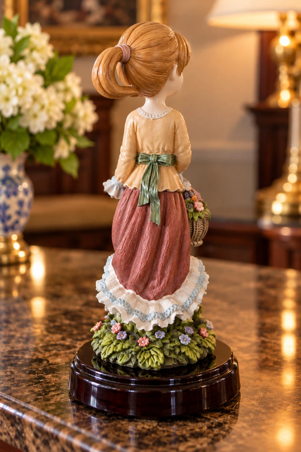 Vintage Porcelain Girl Figurine with Flower Basket - photo 2